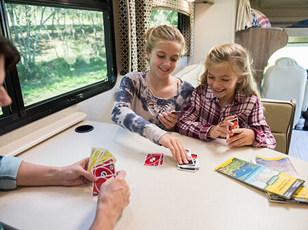 family traveling in a rv