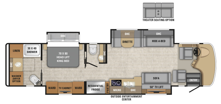 entegra coach reatta xl 39T2 luxury diesel motorhome floorplan