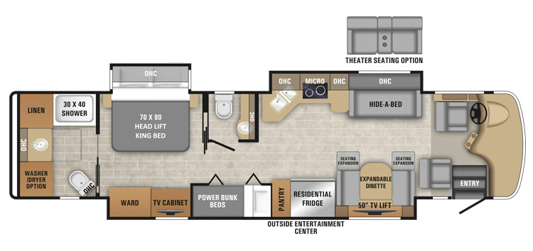 entegra coach reatta xl 39BH luxury diesel motorhome floorplan