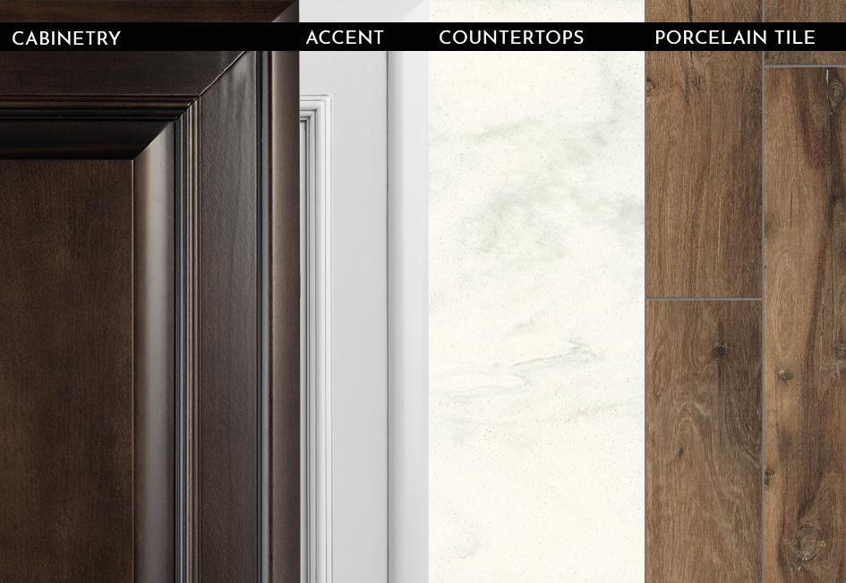 Auburn Glazed Maple with Linen Overhead Cabinets and Harvest Wheat Woodgrain Porcelain Floor Tile