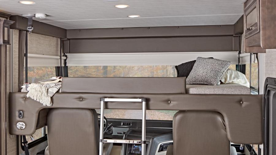 The Emblem's optional drop-down overhead bunk in the cab area has a 750-pound weight capacity.