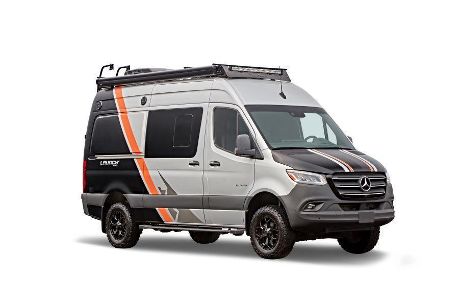 The Launch's striking exterior paint and graphics package isn't all that's impressive on the outside. Built on the Mercedes-Benz Sprinter 2500 4X4 van with 144-inch wheelbase, the Launch provides rugged all-terrain handling with luxury amenities.