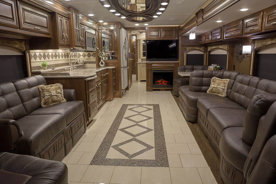 Anthem 44DLQ Interior with Galaxy Décor and Tuscan Glazed Cherry 