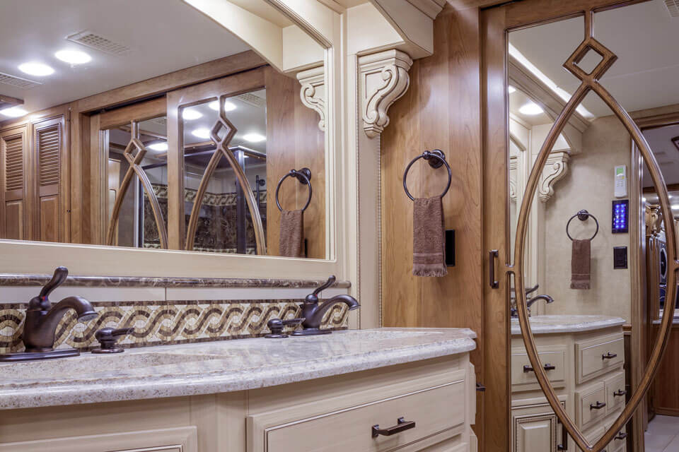Cornerstone 45B Bathroom Vanity with Quartz Countertops and Integrated Sinks