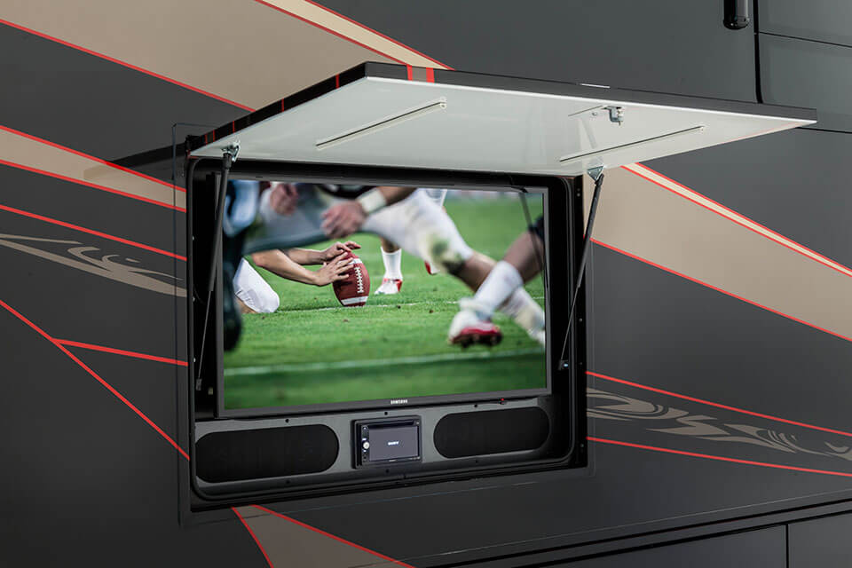 Exterior Entertainment Center w/40-Inch TV, CD/DVD Dual DIN Player & Dual Speakers