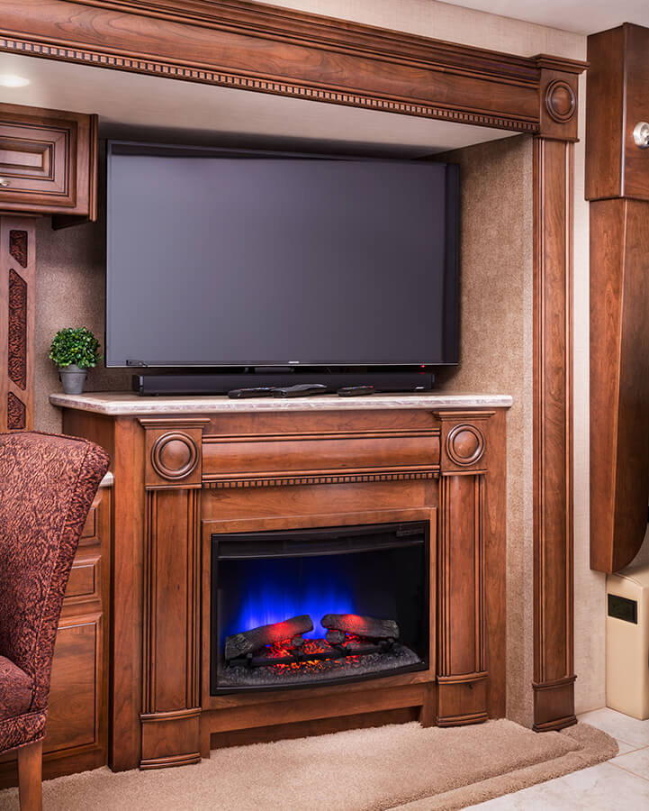 44B Television and Fireplace